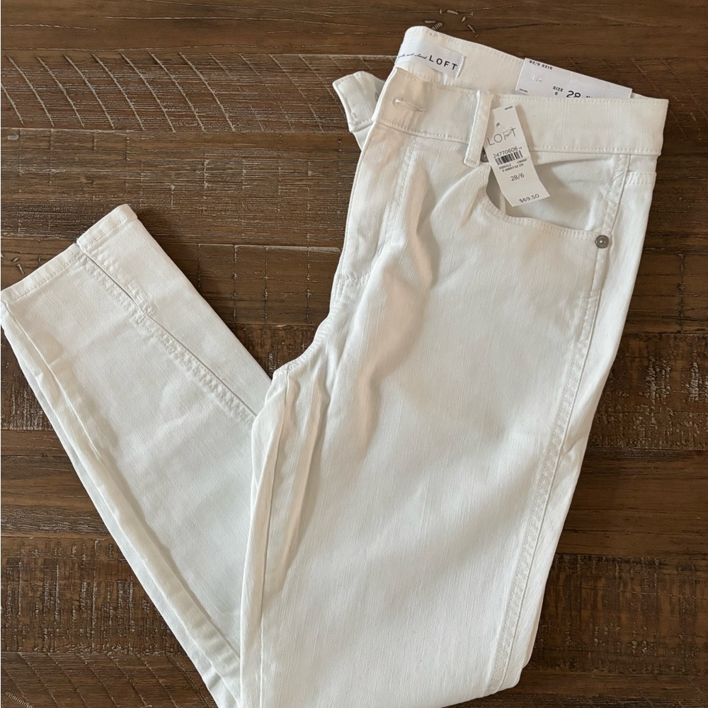 LOFT Women's White Jeans with ankle slits